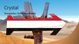  Presentation with desert - Cool new PPT theme with yemen flag wooden sign backdrop and a light blue colored foreground