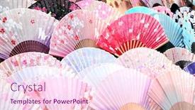  Presentation with japanese flowers - Cool new theme with souvenirs-traditional-japanese-fans backdrop and a pink colored foreground