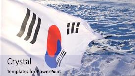  Presentation with korean flag - Cool new slide deck with sovereign - south korean flag with blue backdrop and a light blue colored foreground