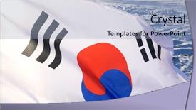  Presentation with korean flag - Slide set with sovereign - south korean flag with blue background and a light blue colored foreground