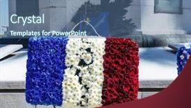  Presentation with free romania flag - Cool new PPT theme with sovereignty - french flag of flowers backdrop and a ocean colored foreground