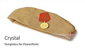  Presentation with forage - PPT layouts featuring soviet army soldiers forage-cap background and a white colored foreground