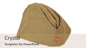  Presentation with forage - Presentation theme with soviet army soldiers forage-cap background and a coral colored foreground