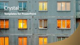  Presentation with windows - Slide deck having soviet era block apartment building background and a gray colored foreground