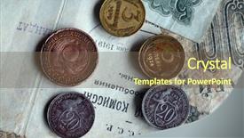  Presentation with soviet - Theme having soviet numismatics vintage items background and a tawny brown colored foreground