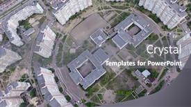  Presentation with building houses - Beautiful slide set featuring soviet-planning-residential-areas backdrop and a gray colored foreground