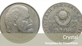  Presentation with soviet - Beautiful PPT theme featuring soviet ruble with portrait lenin backdrop and a gray colored foreground
