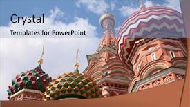  Presentation with soviet - Colorful PPT layouts enhanced with soviet union - domes of st basil cathedral backdrop and a light blue colored foreground