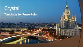  Presentation with high rise building - Colorful PPT theme enhanced with soviet union - high-rise building on kotelnicheskaya embankment backdrop and a teal colored foreground