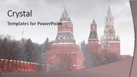  Presentation with soviet - Amazing slide deck having soviet union - kremlin chiming clock backdrop and a light gray colored foreground