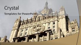  Presentation with soviet union - Theme with soviet union - ministry of foreign affairs buiding background and a light gray colored foreground