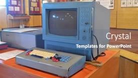  Presentation with missile - Slides with soviet-vintage-special-military-computer background and a ocean colored foreground