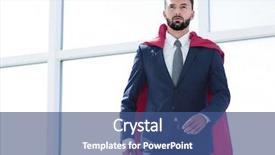 Presentation with superhero - Presentation featuring sovver - businessman in a red superhero background and a ocean colored foreground