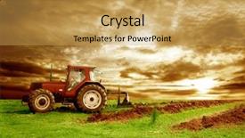  Presentation with agriculture - Beautiful presentation theme featuring sowing seed - agriculture landscaped backdrop and a yellow colored foreground