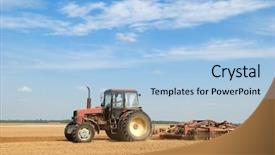  Presentation with plough - Presentation theme enhanced with sowing seed - agriculture tractor in yellow field background and a light blue colored foreground