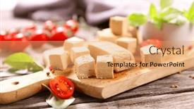  Presentation with soy bean - Slide set enhanced with soy-bean-tofu-tomatoes background and a coral colored foreground