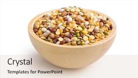  Presentation with fruits legumes - PPT theme with soy beans - mixture of legumes in wooden background and a soft green colored foreground