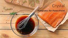  Presentation with soy - Beautiful slide deck featuring soy marinade for salmon and fillet on wooden table backdrop and a coral colored foreground