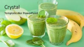  Presentation with spinach - Cool new slides with soy milk drink - healthy green spinach smoothie backdrop and a mint green colored foreground