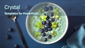  Presentation with spirulina - Colorful PPT theme enhanced with soy milk drink - healthy spirulina smoothie bowl backdrop and a ocean colored foreground