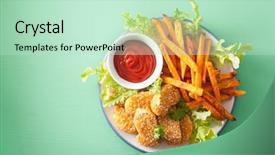  Presentation with sweet potato - Cool new presentation theme with soy nuggets and sweet potato backdrop and a soft green colored foreground