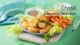  Presentation with sweet potato - Colorful presentation theme enhanced with soy nuggets and sweet potato backdrop and a mint green colored foreground