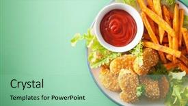  Presentation with sweet potato - Slides featuring soy nuggets and sweet potato background and a mint green colored foreground