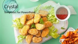  Presentation with sweet potato - PPT theme having soy nuggets and sweet potato background and a mint green colored foreground