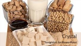  Presentation with soy milk - PPT theme having soy products isolated on white background and a coral colored foreground