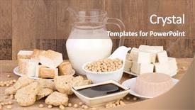  Presentation with soy milk - Cool new PPT theme with soy products on wooden background backdrop and a coral colored foreground