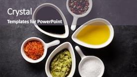  Presentation with spices - Cool new PPT theme with soy sauce - condiments and spices on stone backdrop and a gray colored foreground