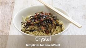  Presentation with chinese food - PPT layouts with soy sauce - scallion oil noodles chinese shanghai background and a coral colored foreground