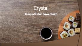  Presentation with sushi - Colorful slide deck enhanced with soy sauce - sushi set at round wooden backdrop and a gray colored foreground