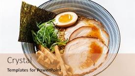  Presentation with ramen - PPT theme featuring soy-sauce-flavored-ramen background and a yellow colored foreground