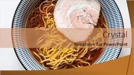  Presentation with ramen - PPT layouts consisting of soy-sauce-flavored-ramen background and a coral colored foreground