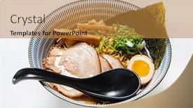  Presentation with soy sauce - PPT theme featuring soy-sauce-flavored-ramen background and a gold colored foreground