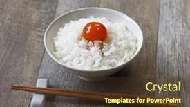  Presentation with soy sauce - Beautiful PPT theme featuring soy-sauce-marinated-egg-yolk backdrop and a tawny brown colored foreground