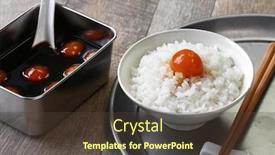  Presentation with soy sauce - Slide set with soy-sauce-marinated-egg-yolk background and a tawny brown colored foreground