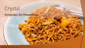  Presentation with soy sauce - Presentation design featuring soy-sauce-stir-fry-noodle background and a coral colored foreground