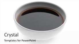  Presentation with soy milk drink and tofu - PPT theme with soya - bowl with tasty soy sauce background and a white colored foreground