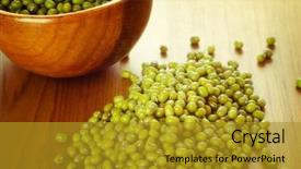  Presentation with soybeans - Audience pleasing slide deck consisting of soyabean - green soybeans on wooden background backdrop and a  colored foreground