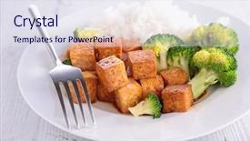  Presentation with soy sauce - Beautiful PPT theme featuring soyabean - grilled tofu with soy sauce backdrop and a sky blue colored foreground