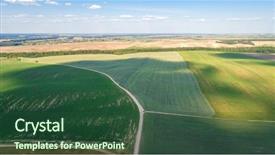  Presentation with soybean - Colorful slide set enhanced with soybean crop - green field is at sunset backdrop and a ocean colored foreground