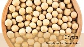  Presentation with soybeans - Cool new PPT layouts with soybeans over wooden spoon isolated backdrop and a yellow colored foreground