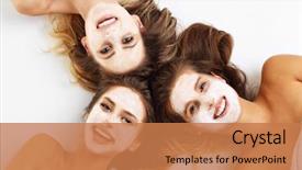  Presentation with facial - Beautiful PPT theme featuring spa - picture showing three friends backdrop and a coral colored foreground
