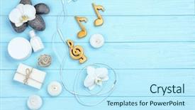  Presentation with blue spa - PPT layouts having spa accessories and music background and a cool aqua colored foreground