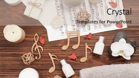  Presentation with border of music notes - Beautiful slide deck featuring spa accessories and musical notes backdrop and a  colored foreground