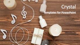  Presentation with border of music notes - Amazing slide set having spa accessories and musical notes backdrop and a coral colored foreground