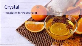  Presentation with essential oil - Slide deck with spa-accessories-with-bowl background and a sky blue colored foreground