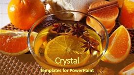  Presentation with essential oil - PPT theme with spa-accessories-with-bowl background and a tawny brown colored foreground